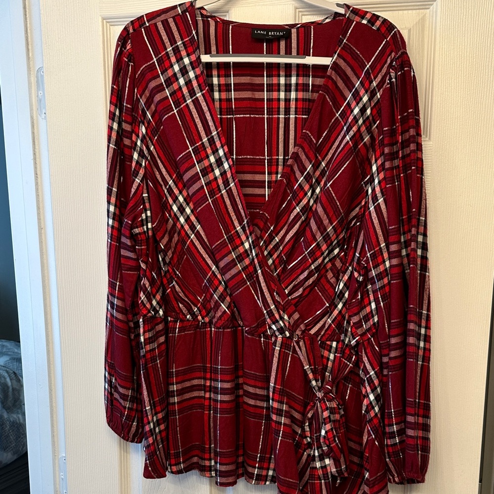 Lane Bryant Red Plaid Blouse